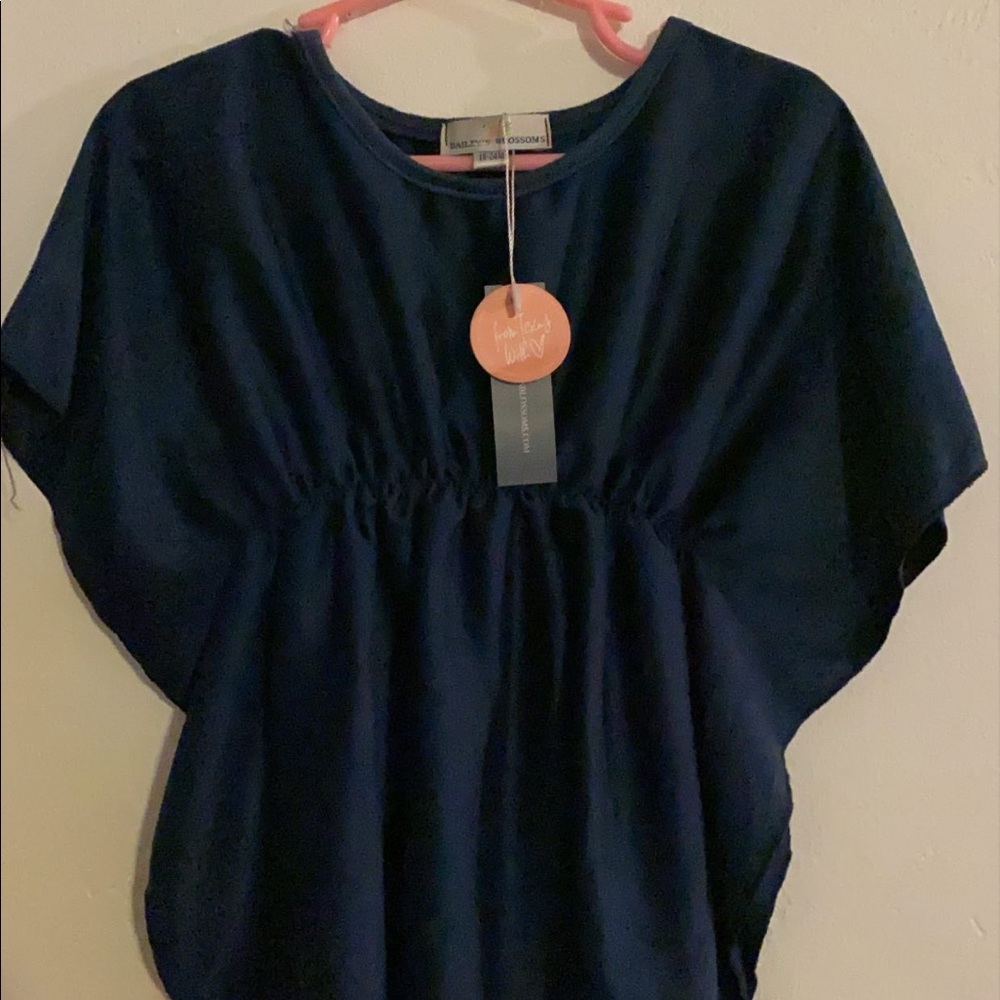 NWT DARK BLUE VELVET BLOUSE
